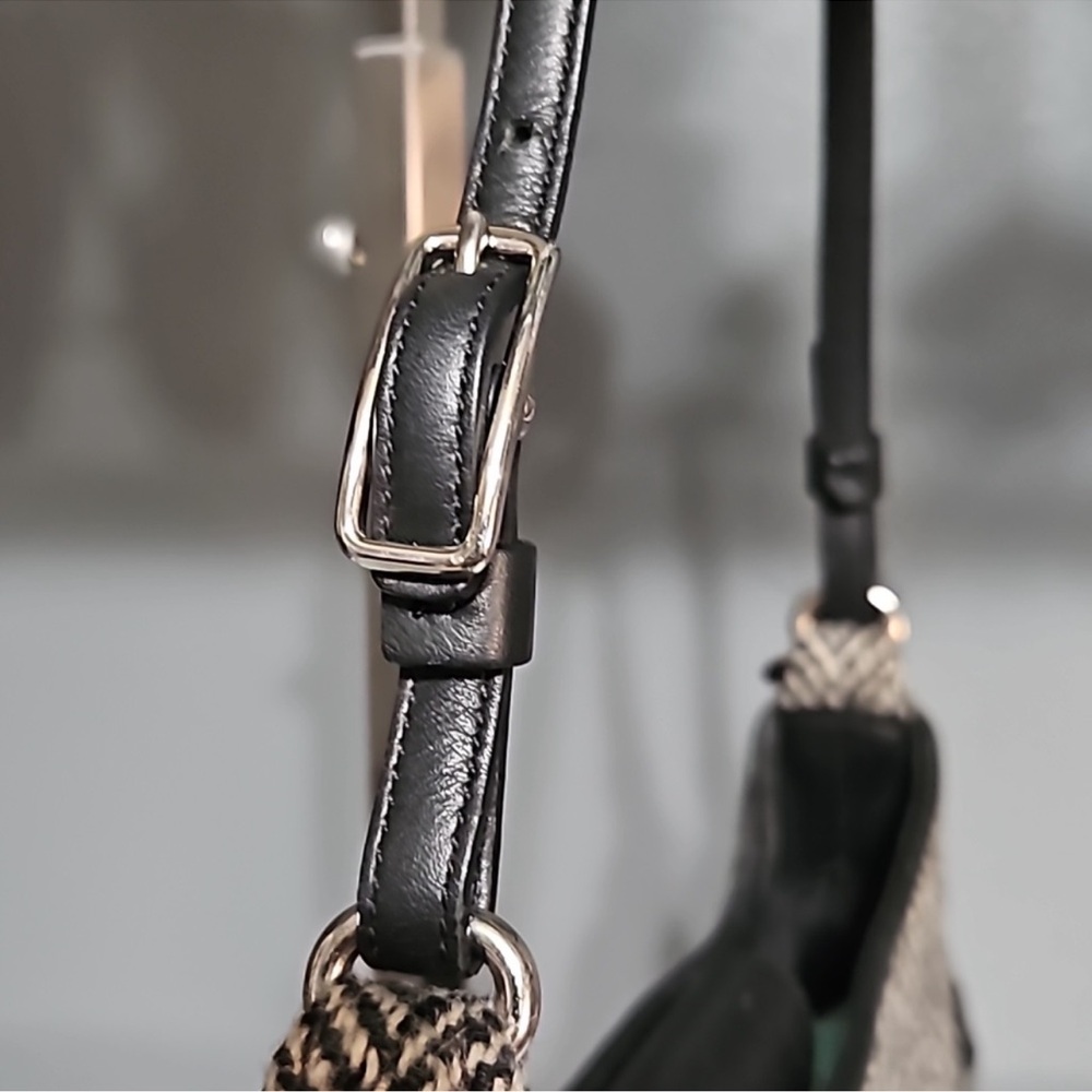 Coach Tweed Girlie Boucle Hobo Shoulder Bag Gray Herringbone Wool Y2K coquette - Picture 13 of 14